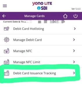 SBI Debit Card Status