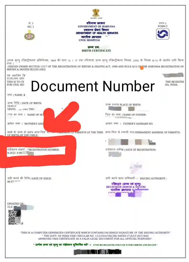 document number kya hota hai