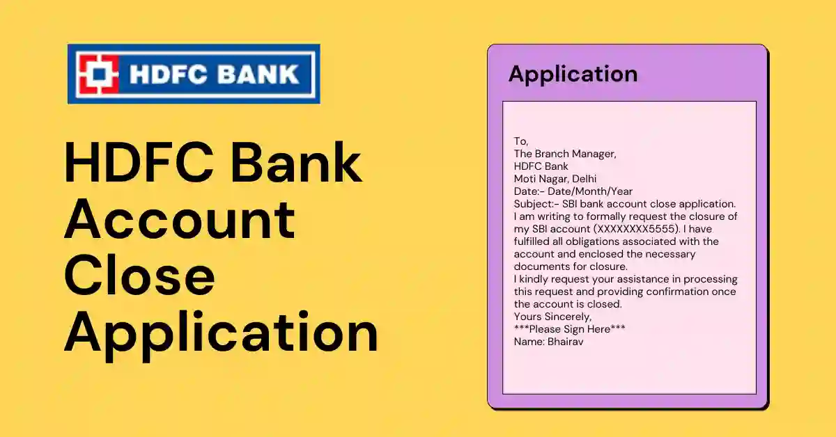 HDFC Account Close Application